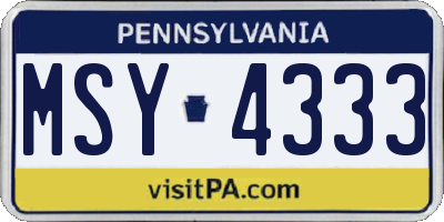 PA license plate MSY4333