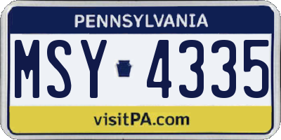 PA license plate MSY4335