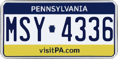 PA license plate MSY4336