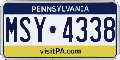 PA license plate MSY4338
