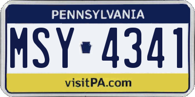 PA license plate MSY4341