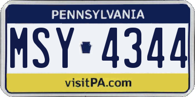 PA license plate MSY4344