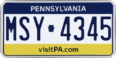 PA license plate MSY4345