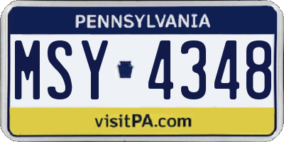 PA license plate MSY4348