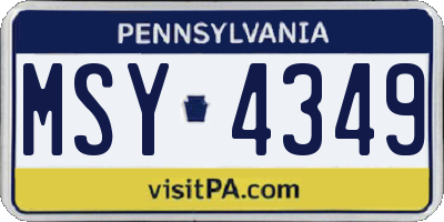 PA license plate MSY4349