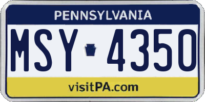 PA license plate MSY4350