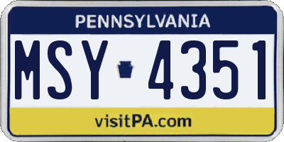 PA license plate MSY4351