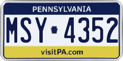 PA license plate MSY4352