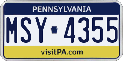 PA license plate MSY4355