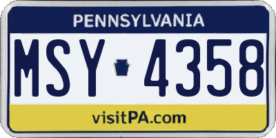 PA license plate MSY4358