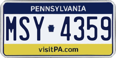 PA license plate MSY4359