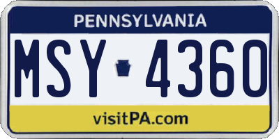 PA license plate MSY4360