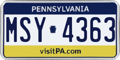 PA license plate MSY4363