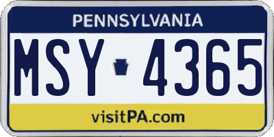 PA license plate MSY4365