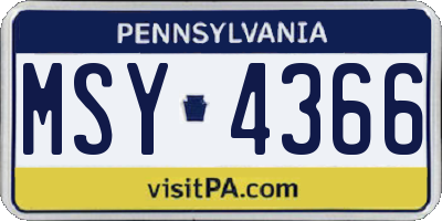 PA license plate MSY4366