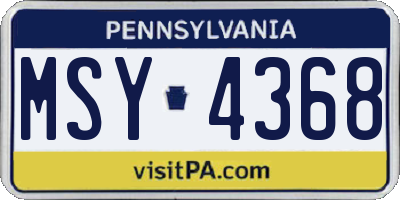 PA license plate MSY4368