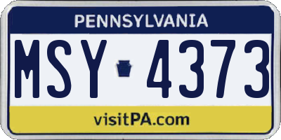 PA license plate MSY4373