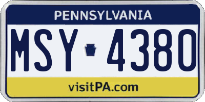PA license plate MSY4380