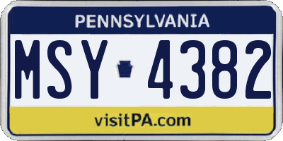 PA license plate MSY4382
