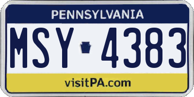PA license plate MSY4383