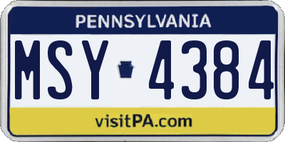 PA license plate MSY4384