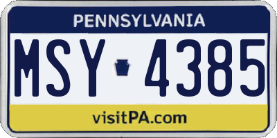 PA license plate MSY4385