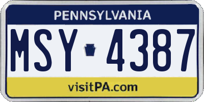 PA license plate MSY4387