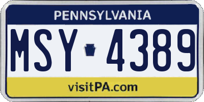 PA license plate MSY4389