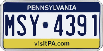 PA license plate MSY4391