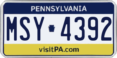 PA license plate MSY4392