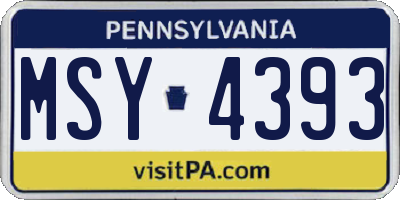 PA license plate MSY4393