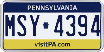 PA license plate MSY4394