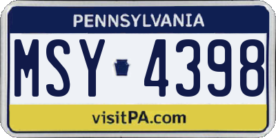 PA license plate MSY4398