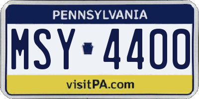 PA license plate MSY4400