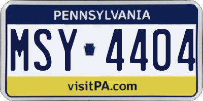 PA license plate MSY4404