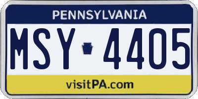 PA license plate MSY4405