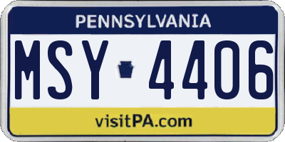 PA license plate MSY4406