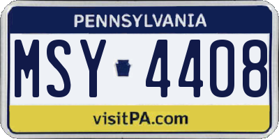 PA license plate MSY4408