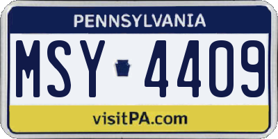 PA license plate MSY4409
