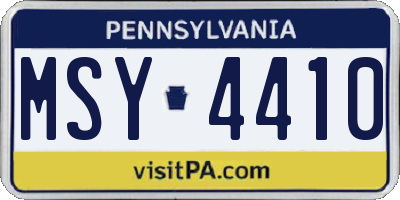 PA license plate MSY4410