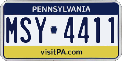 PA license plate MSY4411
