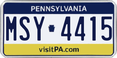 PA license plate MSY4415