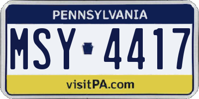 PA license plate MSY4417