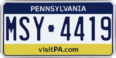PA license plate MSY4419