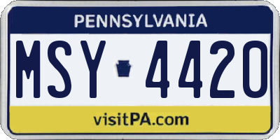 PA license plate MSY4420