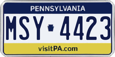 PA license plate MSY4423