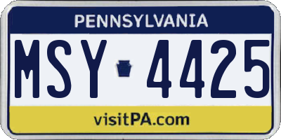 PA license plate MSY4425