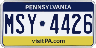 PA license plate MSY4426