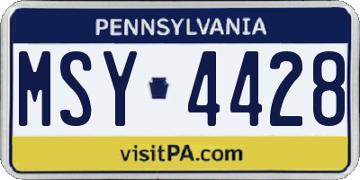 PA license plate MSY4428