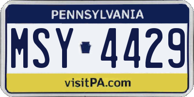 PA license plate MSY4429
